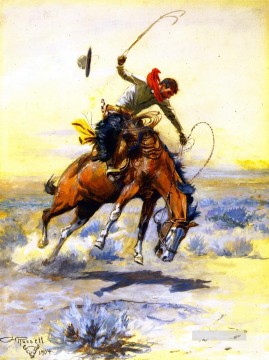 インディアナ カウボーイ Painting - ザ・バッカー 1904年 チャールズ・マリオン・ラッセル インディアナ州のカウボーイ